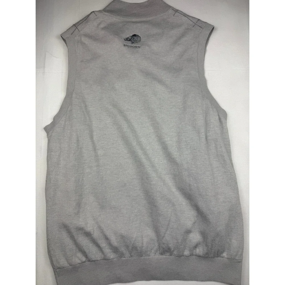 F&G Tech Sweater Vest Large Gray Windowpane Bighorn Golf Mock Neck Cashmere
